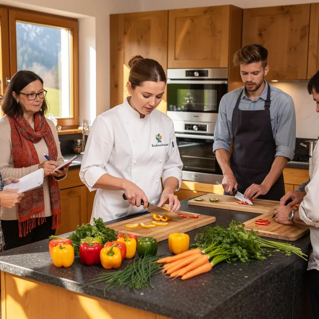 Ein Koch, der mit einem scharfen Messer Gemüse präzise schneidet.