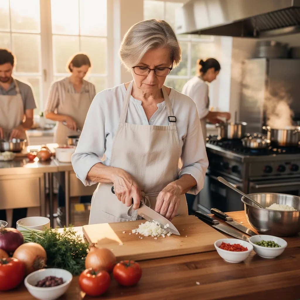 Werkzeuge und Messer liegen auf einem Tisch, bereit fГјr den nГ¤chsten Schritt im Workshop.