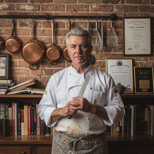 Ein Arbeitsplatz mit frischen Zutaten und verschiedenen Messern für den Workshop.